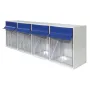 Spuit- en canuleautomaat 9 compartimenten | lichtgrijs, met blauwe handgrepen | 600 x 64,5 x 76,5 mm (B x D x H)